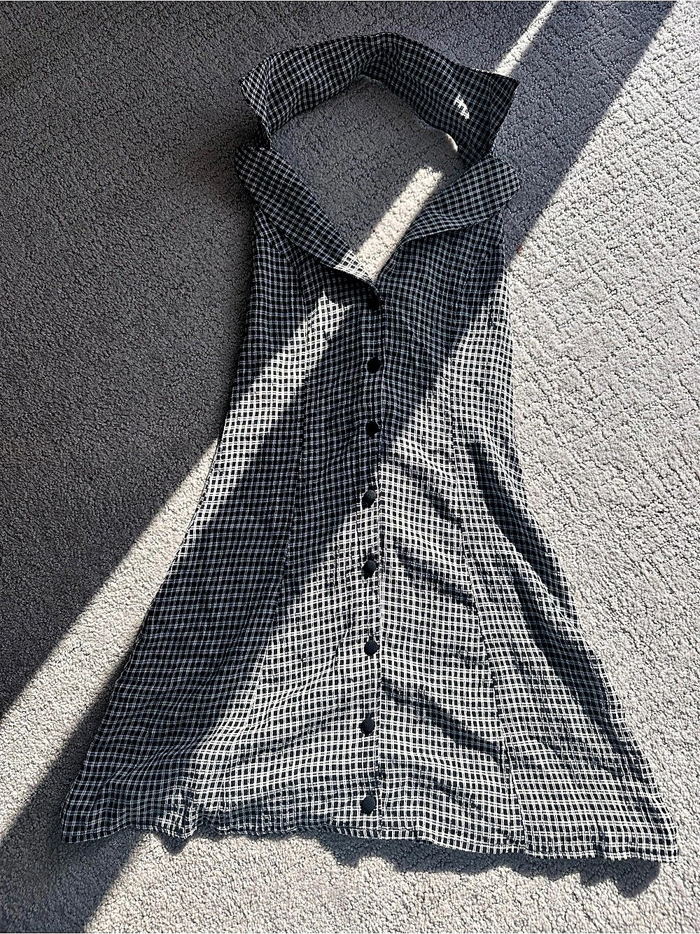 Vanessa Mooney Checkered Mini Dress in Black & White Size XS
